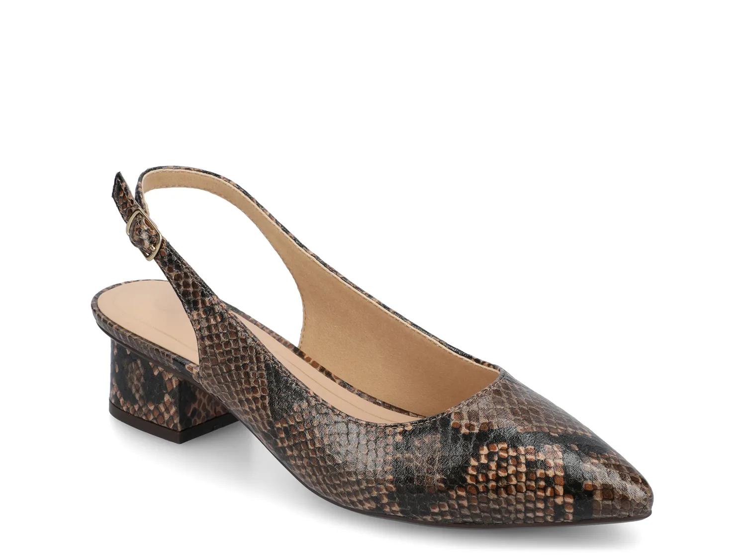 Journee Collection Sylvia Pump | Women's | Brown Snake Print | Size 6.5 | Pumps | Slingback