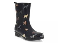 Classic Mid Rain Boot Black Dog Print view