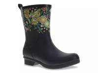 Classic Mid Rain Boot Black Floral Print view