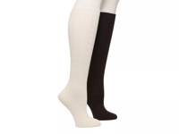Cable Knit Women's Knee Socks - 2 Pack Off White/Dark Brown view