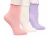 Ribbed Lettuce Trim Kids' Ankle Socks - 3 Pack Pink/Purple/White view