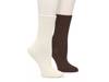 Super Soft Cable-Knit Crew Socks - 2 Pack Cream/Brown view