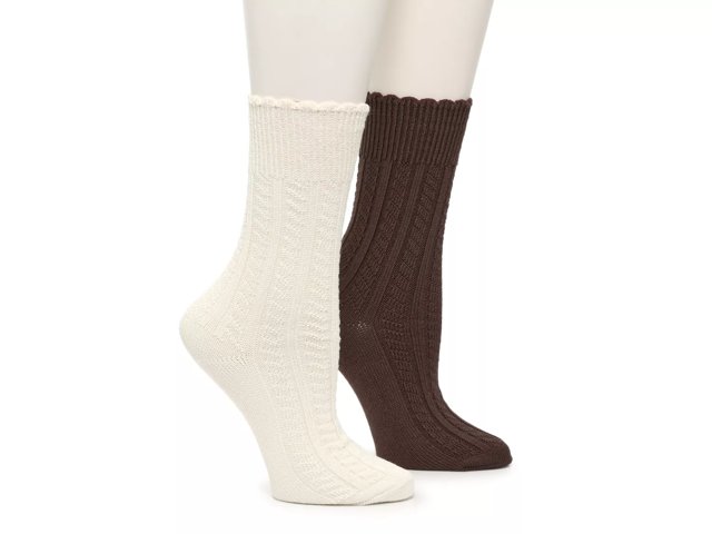 Super Soft Cable-Knit Crew Socks - 2 Pack