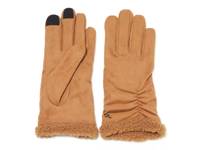 Fuzzy Ruched Touch Screen Gloves Chestnut Tan view