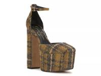 Pinkston Platform Pump Yellow Plaid Print Textile view