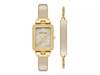 Rectangular Crystal Watch & Bracelet Set - FINAL SALE Taupe/Gold view