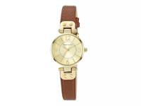 Leather Strap Watch - FINAL SALE Dark Brown/Gold Metallic view