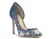 Prizma Pump Denim Blue/Ivory Floral Embroidered Fabric view