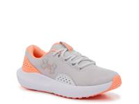 Charged Surge 4 Running Shoe - Women's Distant Gray/Flare Orange/Metallic Silver view