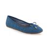 Pia Ballet Flat Blue Quilted Demin Fabric view