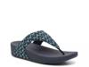 Lulu Geo-Webbing Wedge Sandal Navy/Aqua view