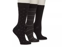 Dot & Stripe Men's Crew Socks - 3 Pack Black Solid/Stripe/Polka Dot view