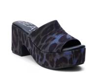 Terry Platform Sandal Charcoal Leopard Print view