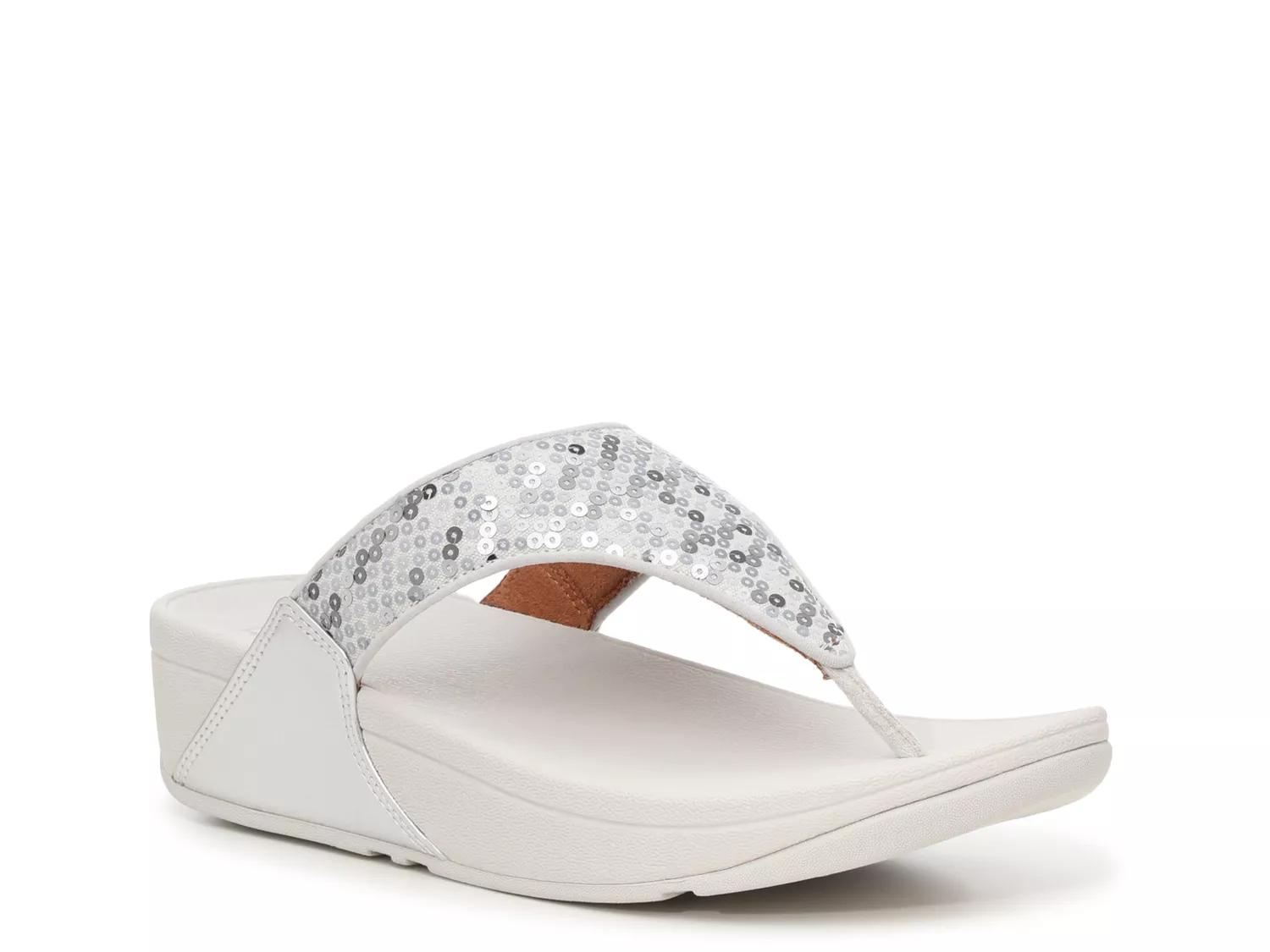 Fitflop Lulu Glitzy Wedge Sandal In White