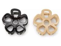 Flower Hair Clips - 2 Pack Black/Beige view