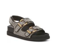 Shelli Wedge Sandal Black/White Woven Raffia view