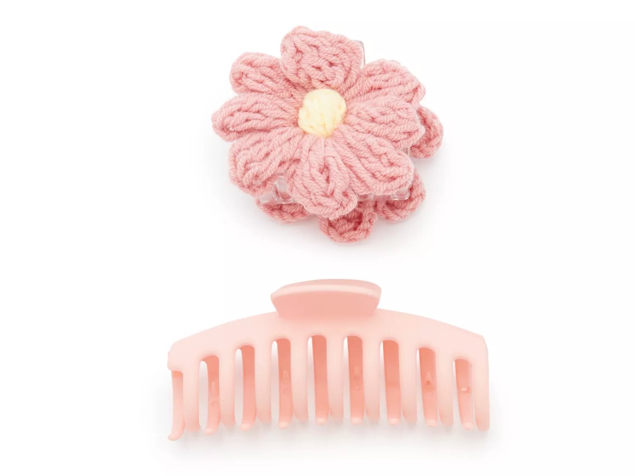 Yarn Flower Claw Hair Clip Set - 2 Pack