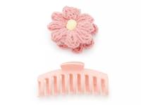 Yarn Flower Claw Hair Clip Set - 2 Pack Pink view
