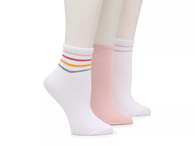 Stripes & Solid Ankle Socks - 3 Pack