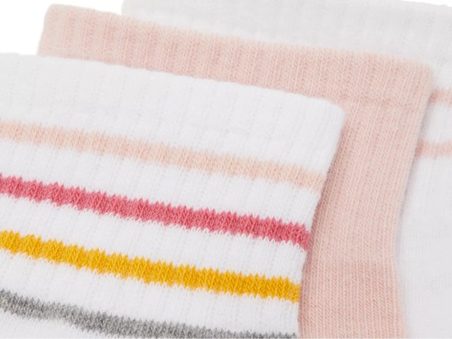 Stripes & Solid Ankle Socks - 3 Pack