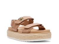 Big Mona Platform Sandal Light Brown Leather/Espadrille Platform view