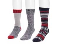 Microfiber Men's Boot Socks - 3 Pack Red/Black/Navy Stripe view