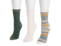 Fuzzy Women's Boot Socks - 3 Pack Dark Green/Off White view