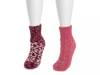 Chenille Women's Slipper Socks - 2 Pack Pink/Burgundy view