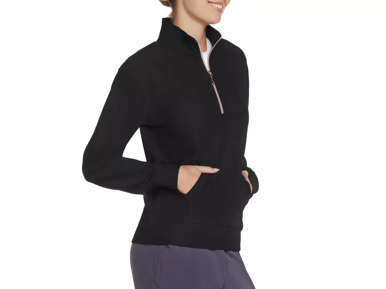 GO LUXE Rib Women's Quarter Zip Sweatshirt