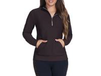 GO LUXE Rib Women's Quarter Zip Sweatshirt Chocolate Brown view