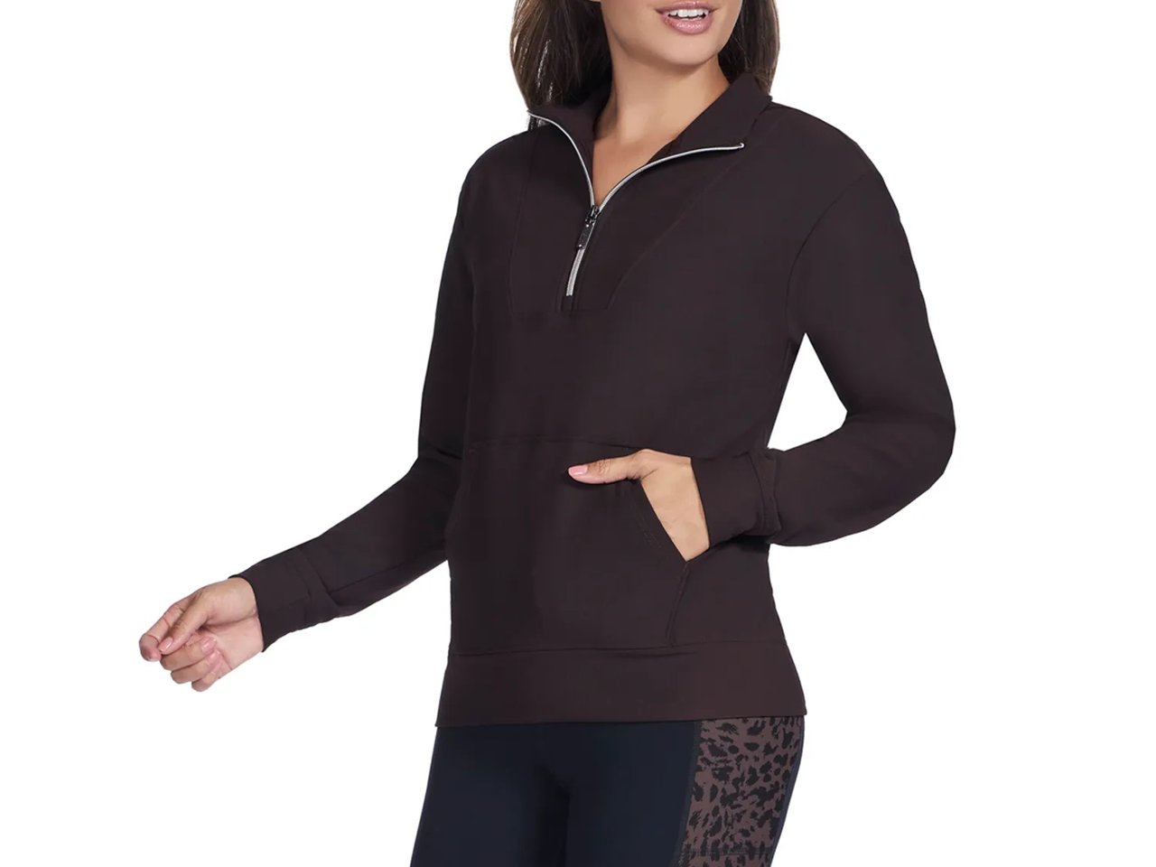 GO LUXE Rib Women's Quarter Zip Sweatshirt