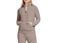 GO LUXE Rib Women's Quarter Zip Sweatshirt Taupe view