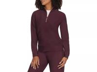 GO LUXE Rib Women's Quarter Zip Sweatshirt Burgundy view