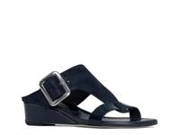 Vine Wedge Sandal Navy Metallic Leather view