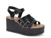 Savannah Wedge Sandal Black Synthetic Croc Print view