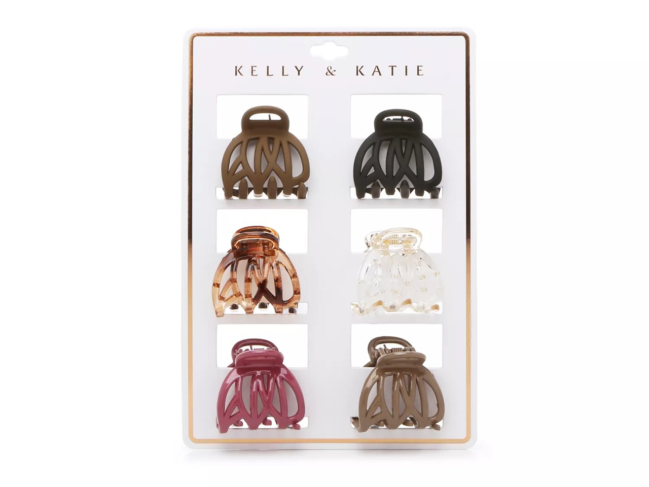 Open Weave Hair Clip Set - 6 Pack