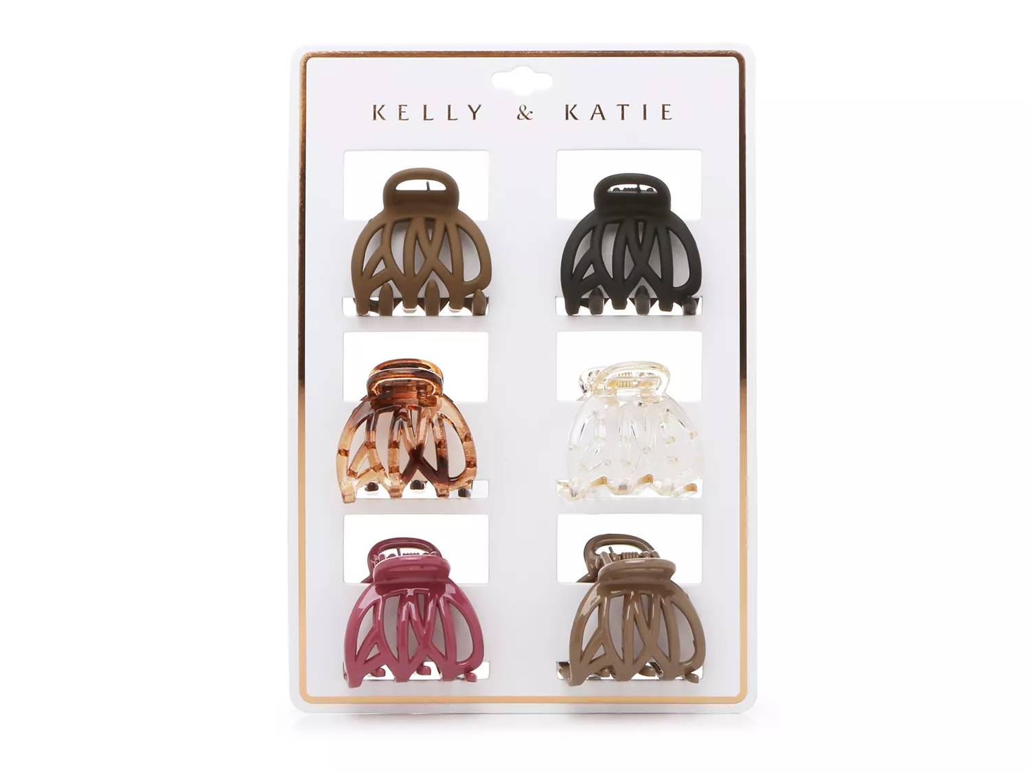 Open Weave Hair Clip Set - 6 Pack