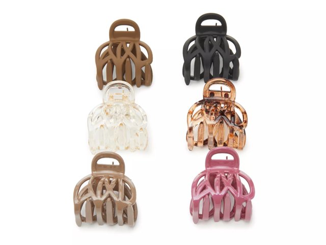 Open Weave Hair Clip Set - 6 Pack