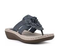Cassia Wedge Sandal Blue Denim Fabric view