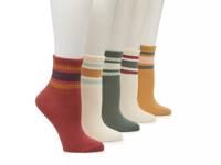 Varsity Ribbed Women's Ankle Socks - 5 Pack Earth Tone Multicolor Stripes view