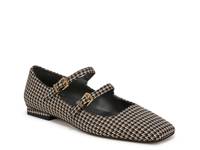 Tesoro Mary Jane Flat Black/White Houndstooth Tweed Fabric view