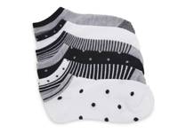 Dot Stripe Women's No Show Socks - 6 Pack Black/White/Grey view