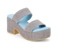 Ocean Ave Platform Sandal Tan/Blue/Multicolor Raffia view