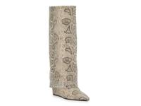 Evander Wide Calf Foldover Boot Beige/Black Snake Print view