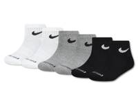 Cushioned Kids' Quarter Ankle Socks - 6 Pack White/Grey/Black view