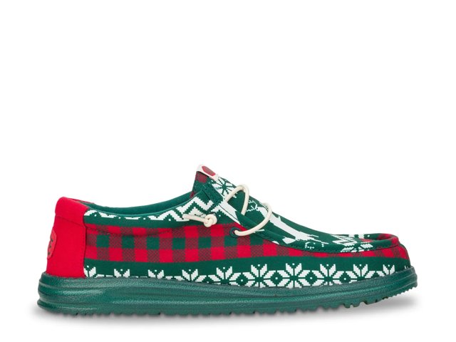 Hey Dude Wally Holiday Elf – Mocassini Uomo Slip-on Verdi – Taglia US 10 / EU 43 – Natale