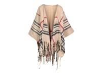 Plaid Ruana Tan/Red/Black Plaid view