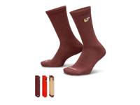 Everyday Plus Cushioned Unisex Crew Socks Burgundy/Red/Tan view