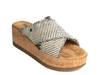 Posey Wedge Sandal Black/Natural Beige Stripe Print view