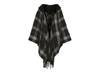 Faux Fur Collar Ruana Black/White/Red Plaid view